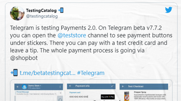 Telegram: teste de venda